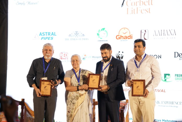 From L to R ; Mr. Abhilash Khandekar, Dr. Madhuri Barthwal (Padamshree), Dr. Saket Badola, Mr. Anirudh Lakhotia
